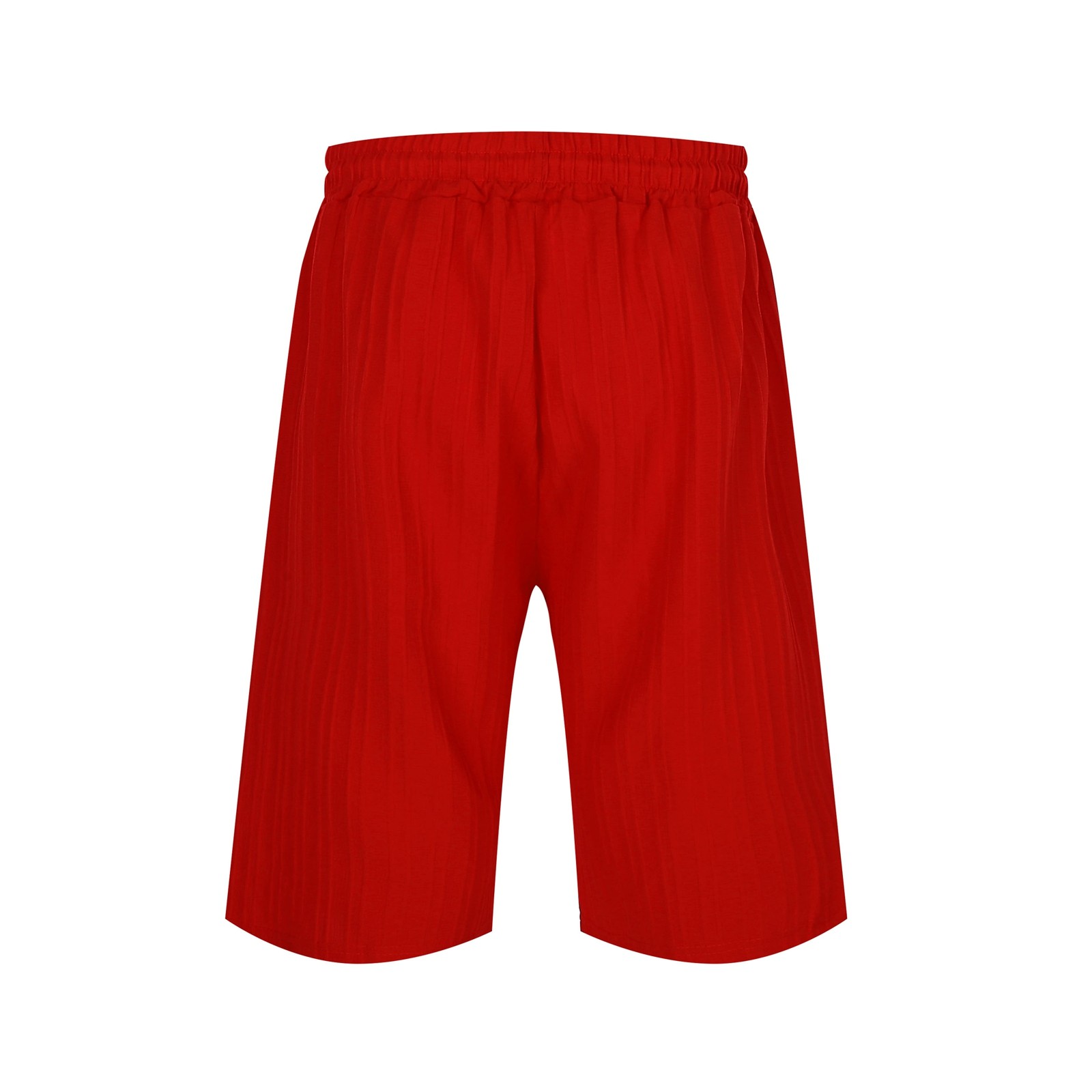 thumbnail image 5 of Pantalones cortos de playa a rayas con múltiples bolsillos para hombre - Mezcla de algodón y poliéster, cintura con cordón, bañador informal de verano, 5 of 8